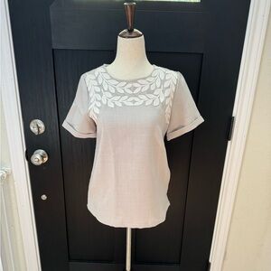 Gray madewell ivy leaf embroidered top